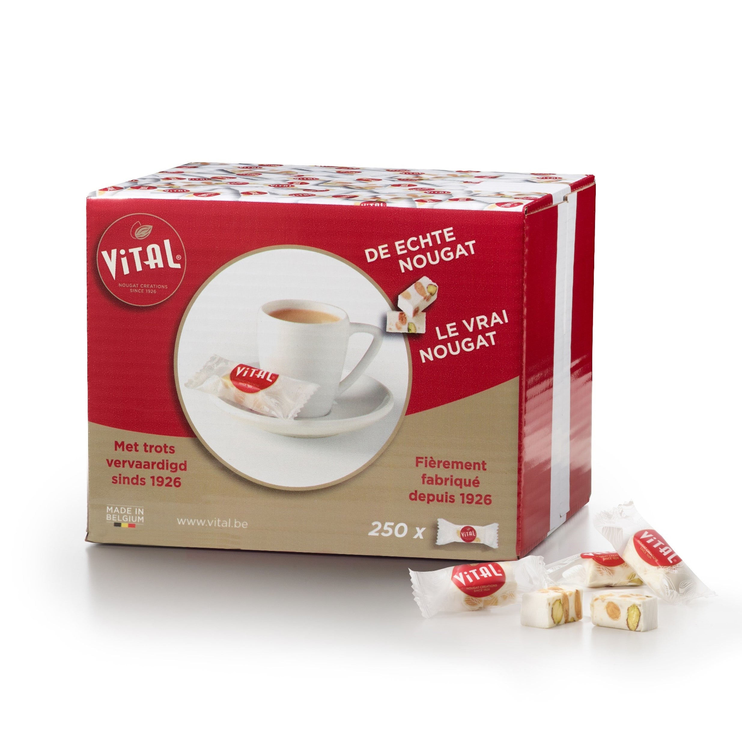 Zachte Nougat 8g Amandel en Pistache Individueel Verpakt 250 stuks